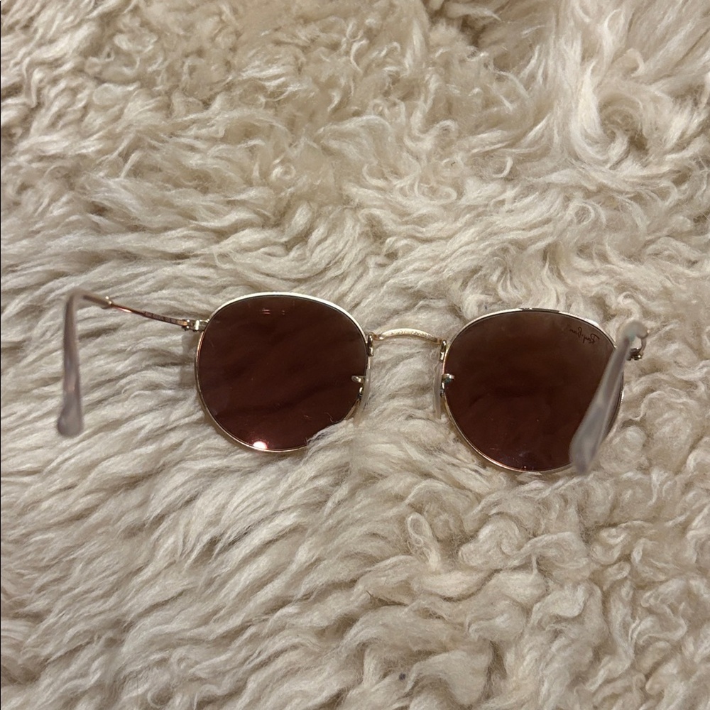 Ray-Ban ROUND FLASH LENSES Matte Gold Brown lenses - Picture 9 of 9